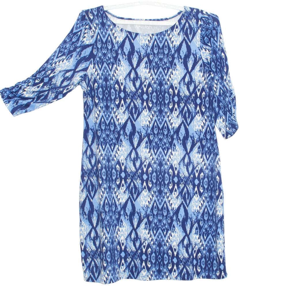 Tulah Dress 3/4 Sleeve Boho Resort Casual Coastal Beachy Summer Blue Size 1X
